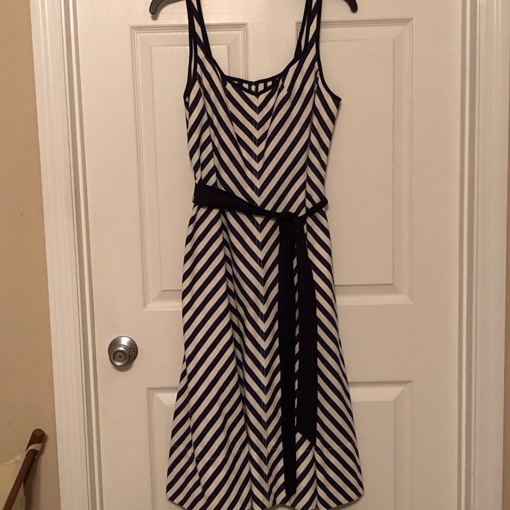 Talbots Blue and White Sleeveless Midi Sundress